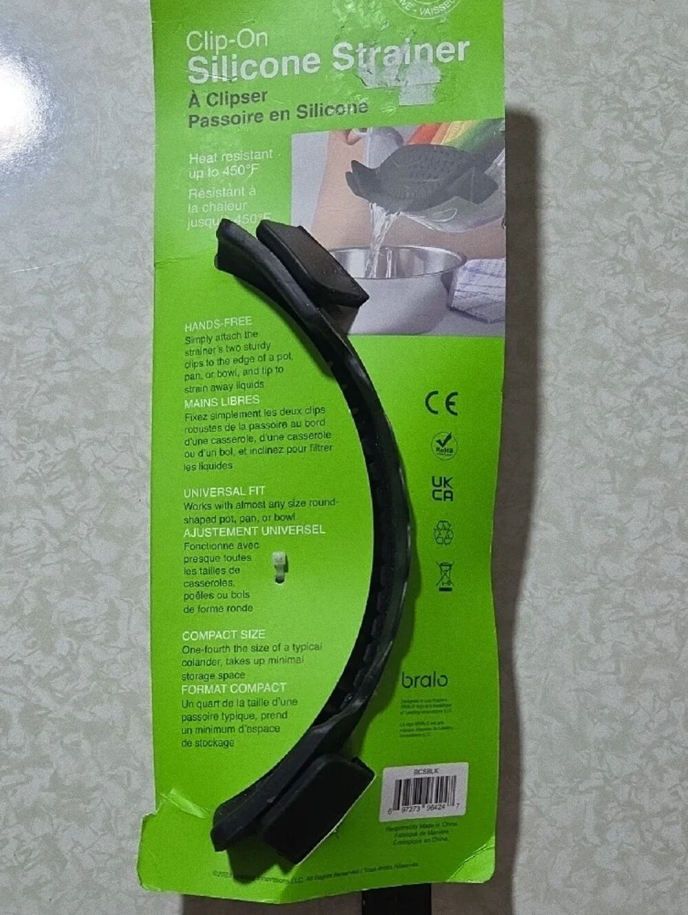 Bralo Clip-On Silicone Strainer - Black